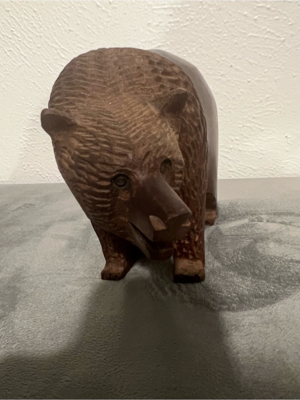 Hand-Carved Wooden Bear Sculpture - Brown - Picture 7 of 8